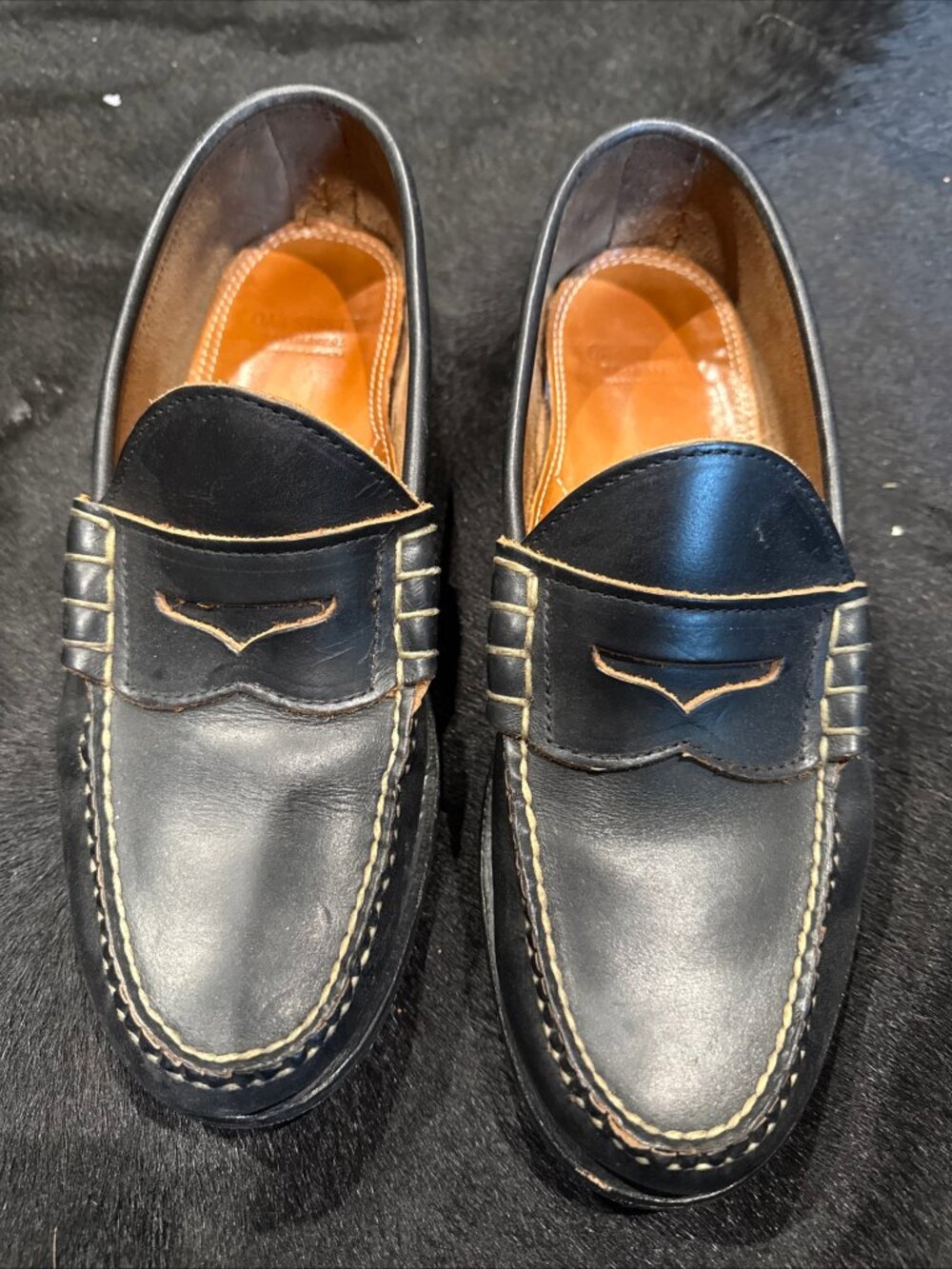 Oak Street Bootmakers Natural Chromexcel Leather Beefroll Penny Loafers 12D USA
